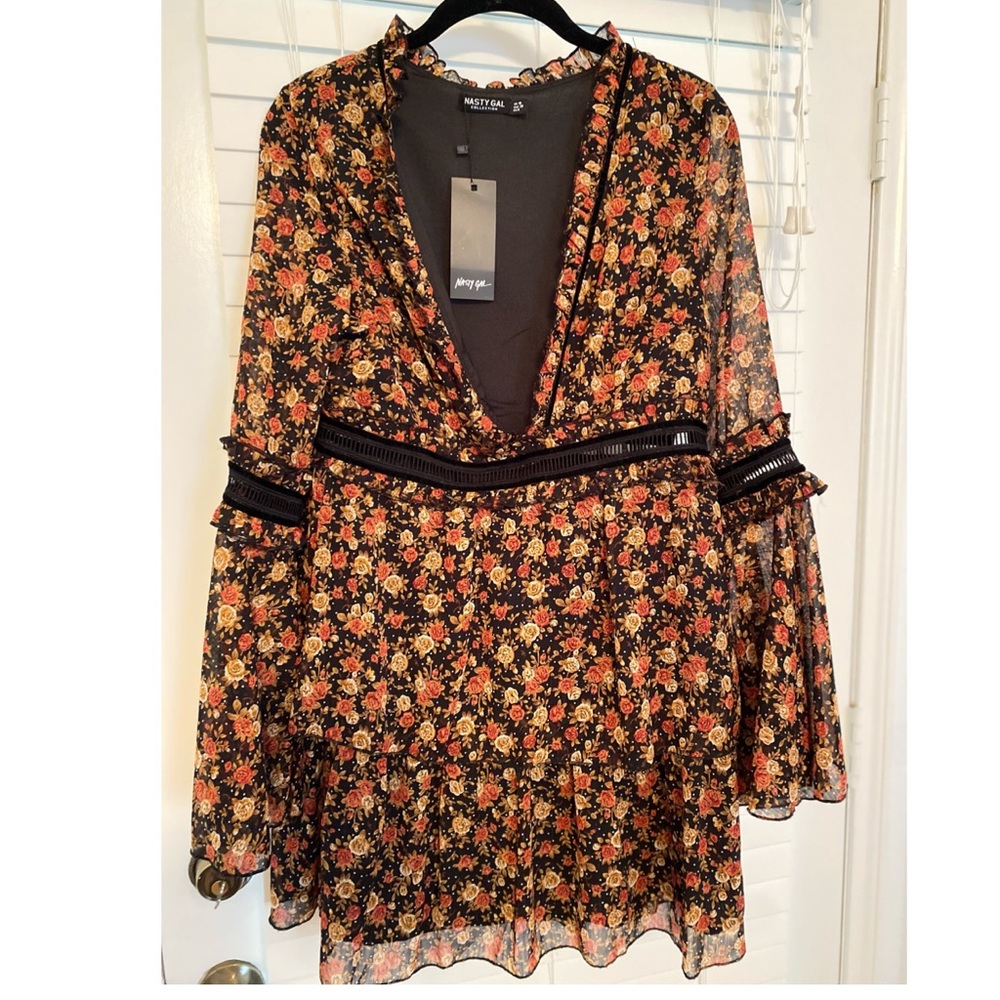 NWT Black orange nasty gal dress